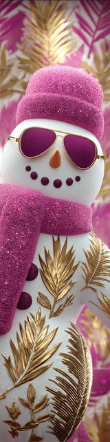 Free printable Christmas bookmarks of a snowman with gold leaf accents